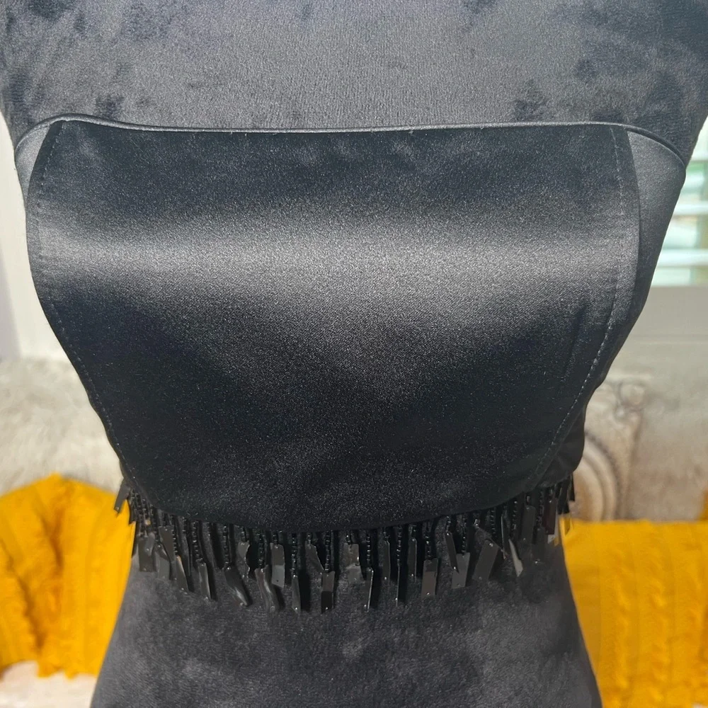 Vintage Y2K Jessica McClintock Millennium 2000 Black strapless fringe crop top - Picture 9 of 16